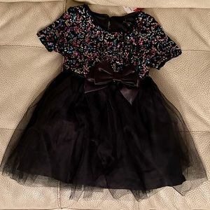 Little black dress sequin with bow toddler 2T